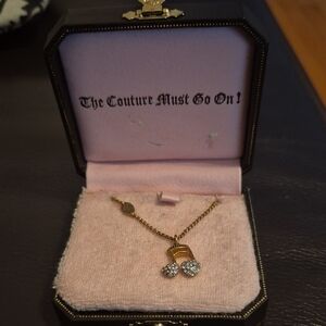 Juicy Couture Gold Cherry Pendant Necklace with Crystal Accents